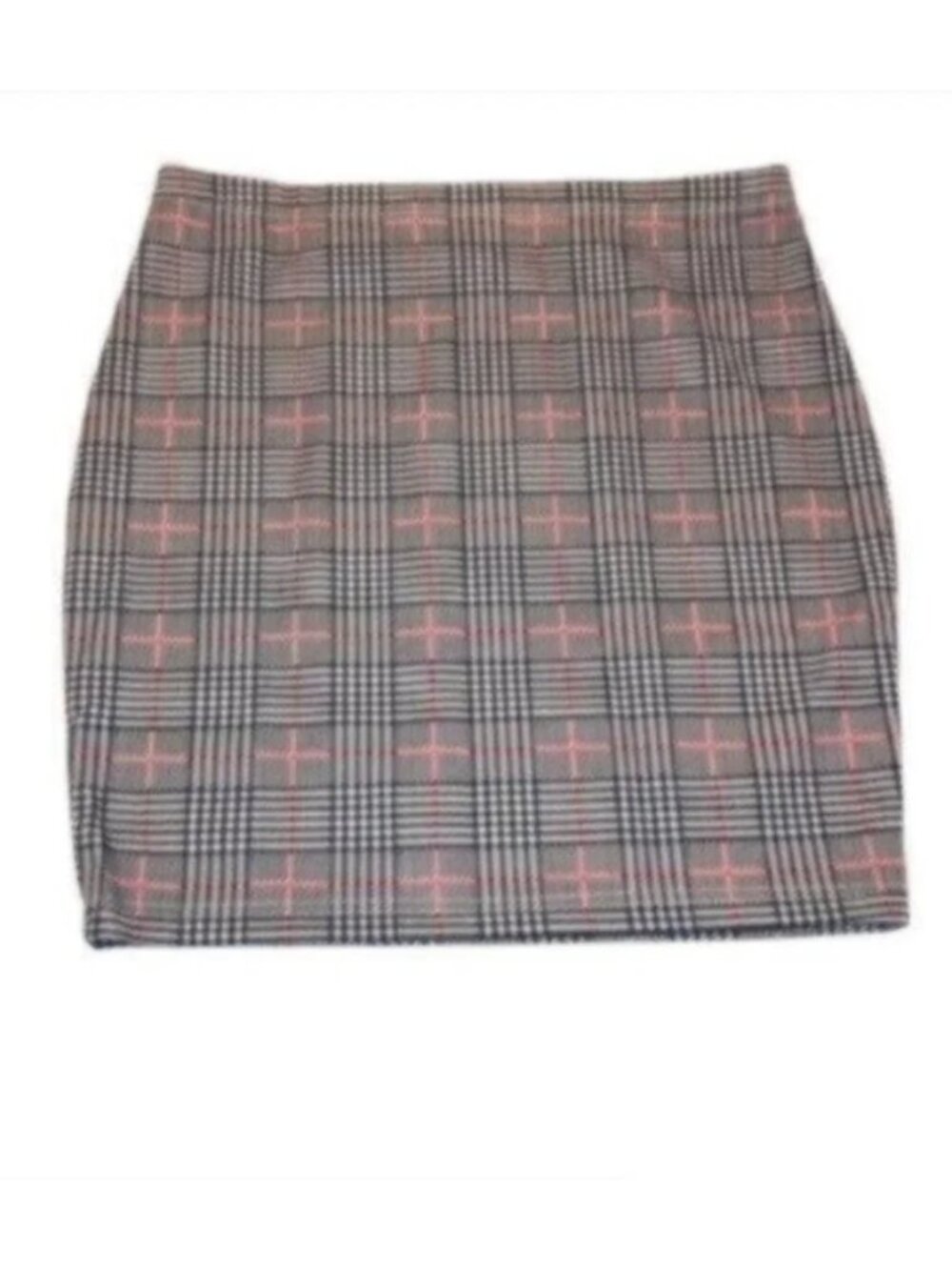 Shein Grey Plaid Bodycon Mini Skirt Medium